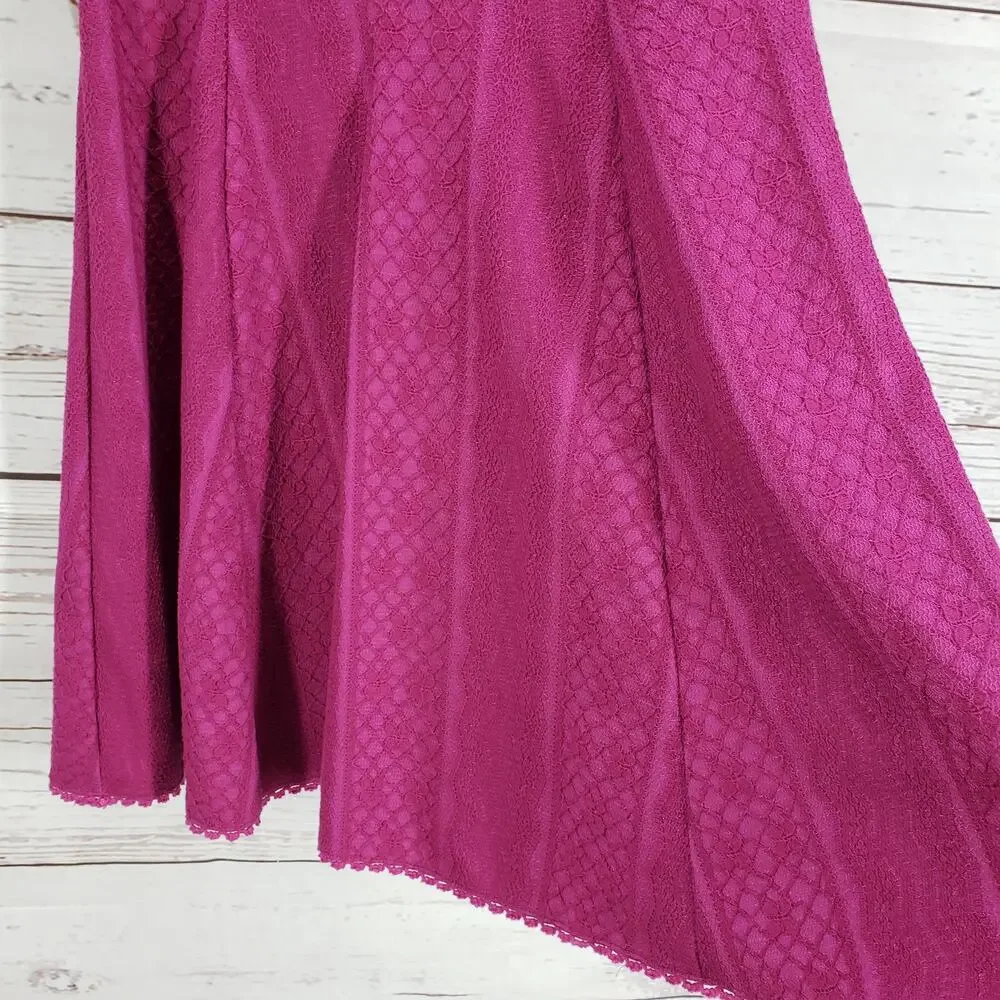 Free People Women's Magenta Lace Keyhole Fit & Flare Dress Size 12